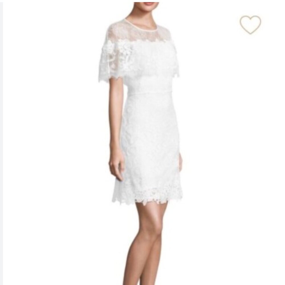 Kobi Halperin White Lace Vivi cape sleeve mini dress size 4